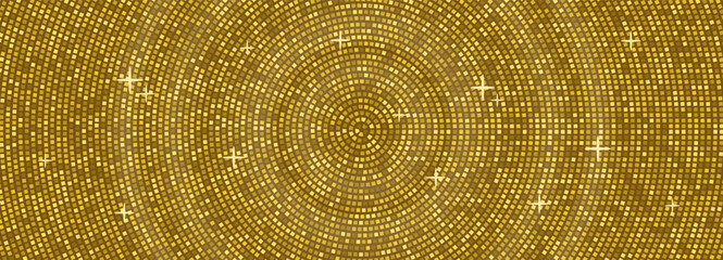 Obraz premium Gold Disco Ball Radial Mosaic Pattern With Luxury Sparkle