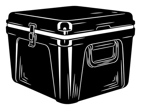 Heavy Duty Portable Cooler Box for Camping and Outdoor - Ice Chest Storage Illustration for Food and Drinks in Nature Adventures