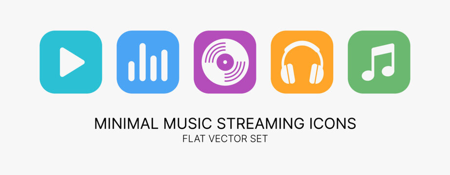 Play music, Audio Equalizer, Vinyl Record, Headphones and Music Note collection for audio and music design Play Button for music straming Vector illustration.