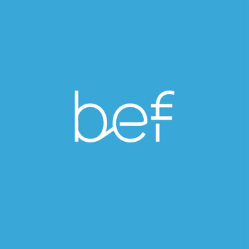 Minimalist BEF logo design on blue background.