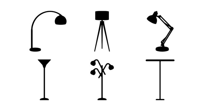 Collection of floor lamps and desk lamps