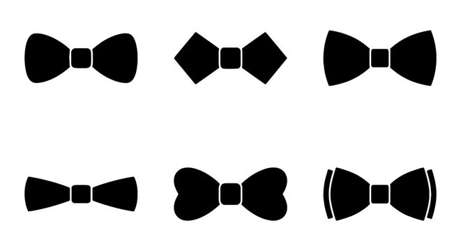 Six different black bow tie icons