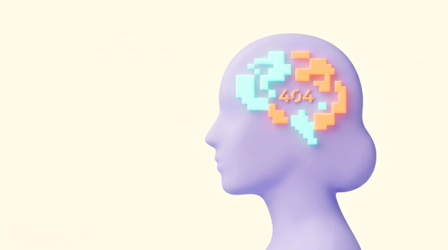 404 error in digital head. Data failure concept.