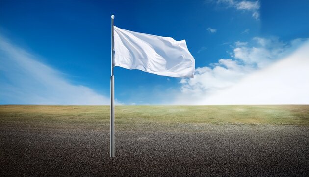 White Flag On Flagpole