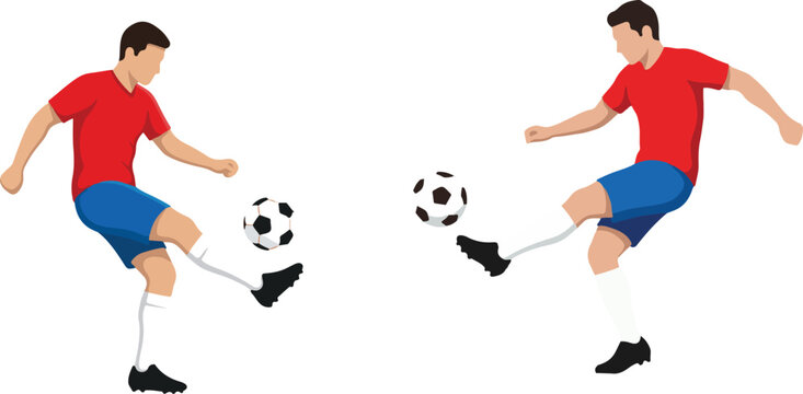 Minimal Soccer Player Kicking Football Flat Vector Illustration