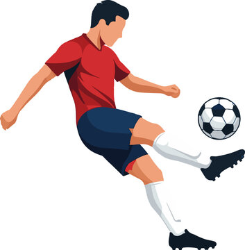 Minimal Soccer Player Kicking Football Flat Vector Illustration