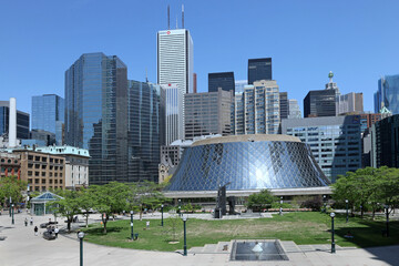 Naklejka premium Toronto downtown financial district skyline, with Roy Thomson concert hall