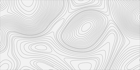 Topographic map background with abstract gray lines. Minimalist vector pattern simulates geographic terrain, elevations, and valleys, smooth, curved gray contour lines on a clean white surface. © Creative Lis