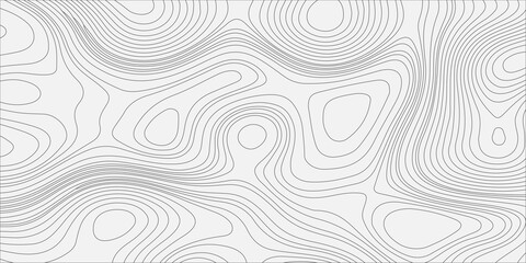 Topographic map background with abstract gray lines. Minimalist vector pattern simulates geographic terrain, elevations, and valleys, smooth, curved gray contour lines on a clean white surface. © Creative Lis