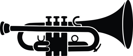 Silhouette vector icon of a brass trumpet musical instrument for jazz design © AbuSadat