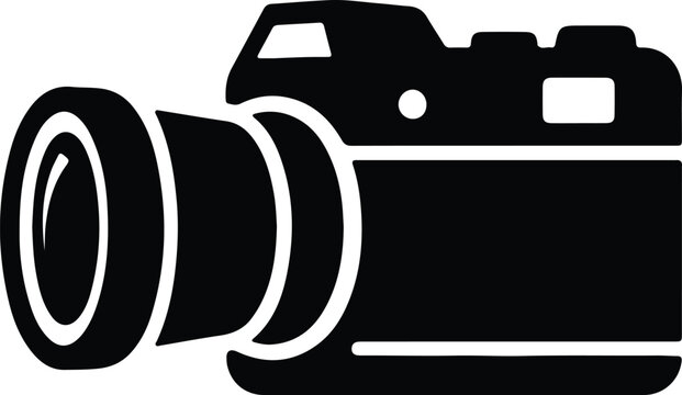 Silhouette vector of professional digital SLR camera with telephoto lens design