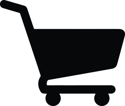 Silhouette vector shopping cart icon for retail and e-commerce business design