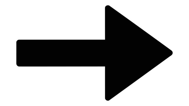 Black arrow pointing to the right, isolated on white background