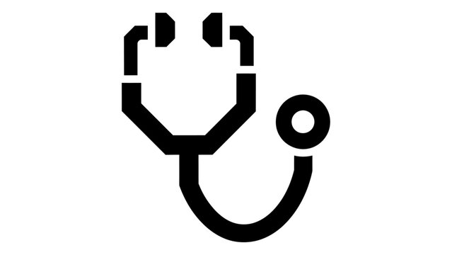 Black stethoscope icon isolated on white background