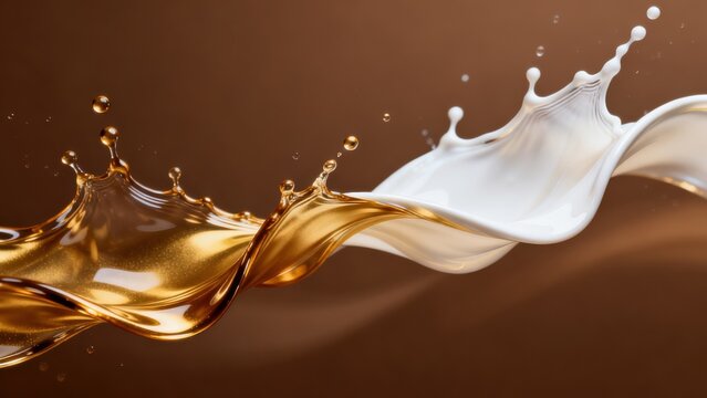Coffee and milk splash in motion