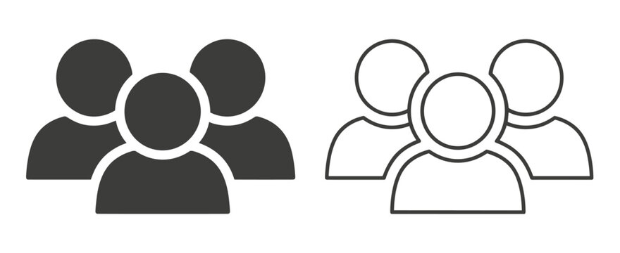Group of people solid and outline versions people group user person silhouette avatar community team