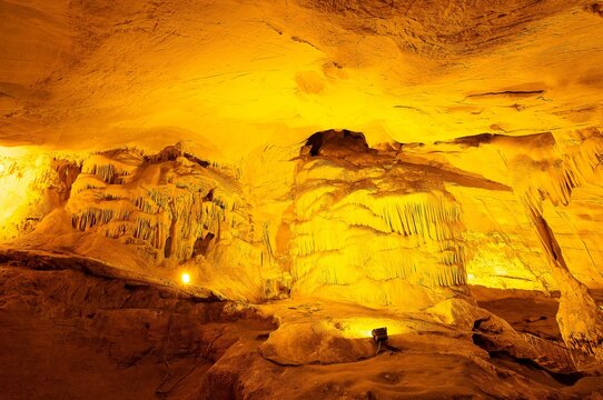 geological formations, natural caves, stalactites and stalagmites. dupnisa cave photos.