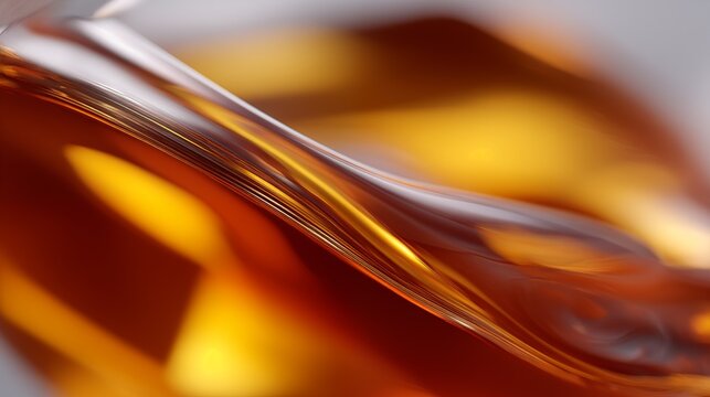 Extreme close up of rich amber alcohol surface. Elegant, flowing lines and warm golden light create luxurious abstract background. Perfect for beverage concepts or sophisticated designs