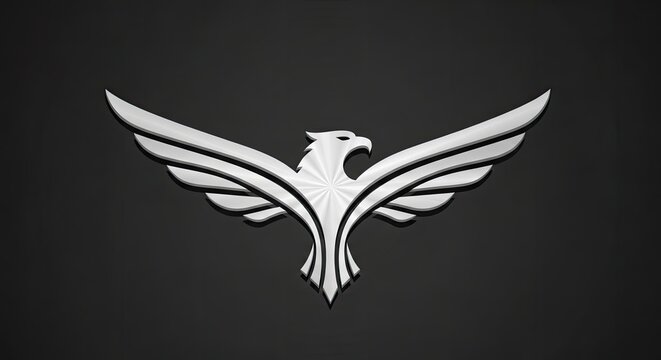 Majestic silver eagle with spread wings logo.