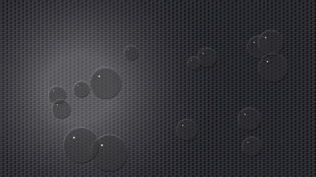 Abstract micro bubbles floating in dark metallic textured background, cinematic slow motion panning across glowing spheres and particles, creating depth and soft atmosphere, representing digital