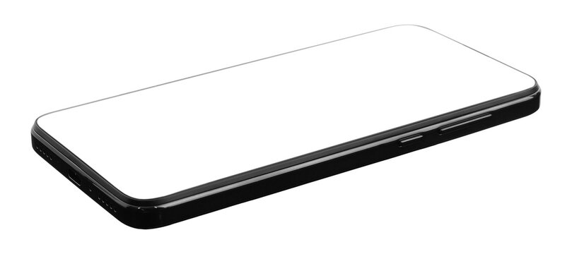 Mobile phone with empty screen on transparent background, png