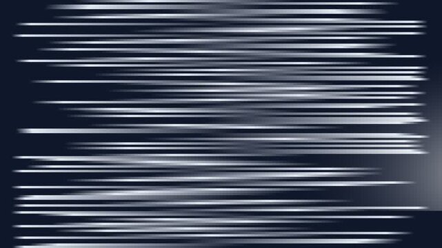 Dynamic light streak background, glowing horizontal motion blur lines sweep across a dark blue gradient, cinematic fast panning transition with subtle flicker, symbolizing speed and digital energy