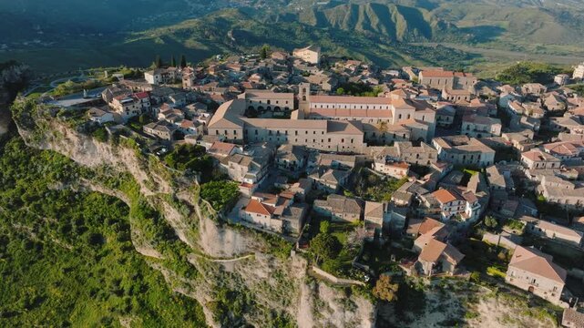 Historical city of one hundred churches called Gerace on the mountain Calabria