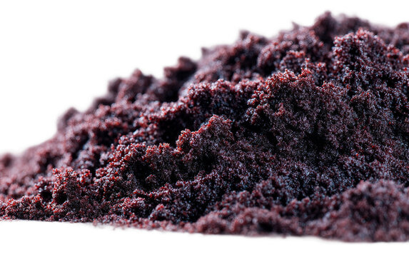 High detail macro capture of aai pulp showing natural richness and rough surface texture in food photography style Isolated on transparent background PNG
