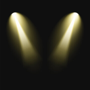 Dual spotlights illuminate darkness vector