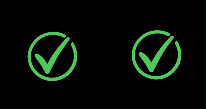 Minimalist Animated Dual Green Checkmark Icons in Circles on Black Background