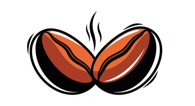 Roasted Coffee Beans with Steam Graphic Vector Illustration