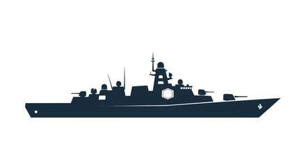 Modern Warship Silhouette - Navy Destroyer Illustration © rahma