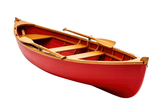 Classic wooden rowing boat with oars isolated on, watercraft, transport isolated on transparent background