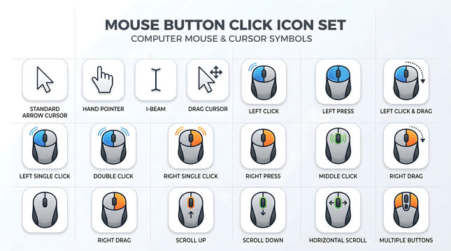 computer mouse and cursor icons set graphic design