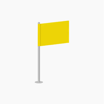 Yellow flag on a pole isolated on white background simple vector illustration