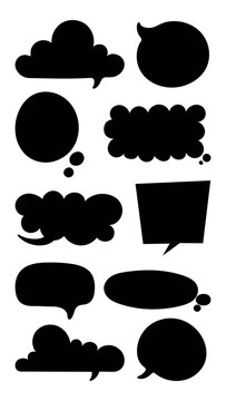 Black speech bubble silhouettes collection vector