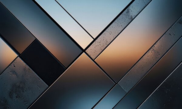 Modern architectural ceiling with geometric skylight casting warm sunlight indoors