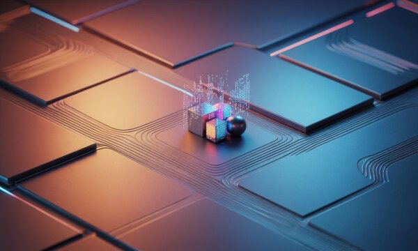 Digital fingerprint scan on futuristic interface with glowing blue grid and data points