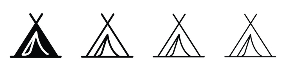 Collection of simple tent icons in various styles for outdoor adventures © LOBSTER LARRY