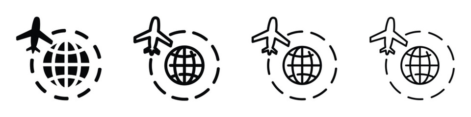 Airplane flying around the globe, representing global travel and flight routes © LOBSTER LARRY
