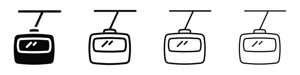 Set of four cable car icons in different styles, from solid to outline © LOBSTER LARRY
