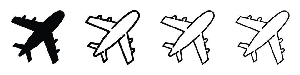 Set of four airplane icons in different styles for travel and aviation themes © LOBSTER LARRY