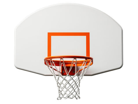 Professional basketball hoop backboard and rim isolated on with basketball isolated on transparent background