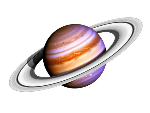 Detailed 3D illustration of planet saturn with visible rings isolated on transparent background
