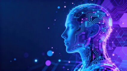 Obraz premium AI human head with circuit design