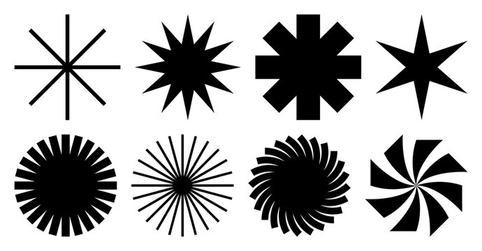 PNG Geometric starburst vector designs on transparent background