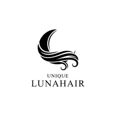 Fototapeta premium Black hair logo with flowing design.