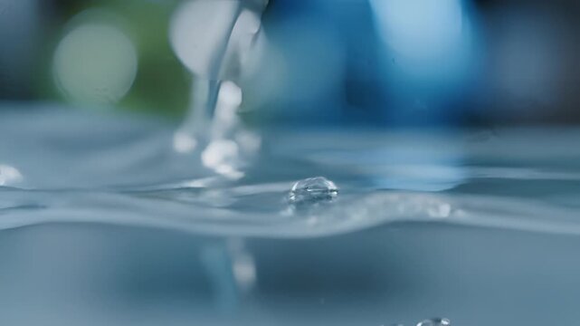 Close up of liquid mercury forming spheres and bubbles in slow motion.