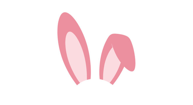 Cute Pink Bunny Ears Illustration on White Background