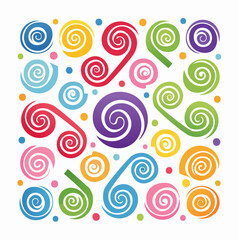 Fototapeta premium Colorful Swirls and Dots Pattern